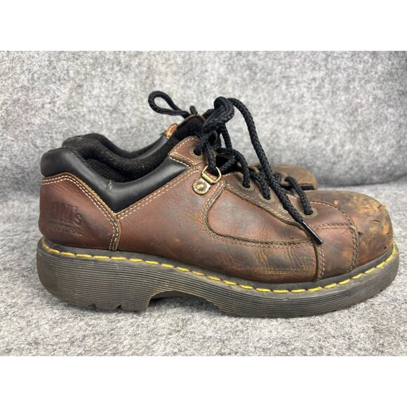 Dr. Doc Martens Industrial Steel Toe Safety Shoes Men\'s 9 Brown Leather‎ 1993 main image 5